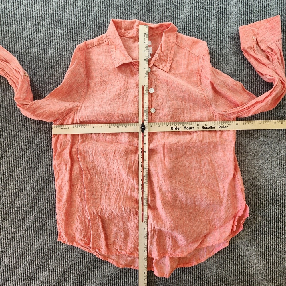 Sigrid Olsen Linen Shirt Womens Medium Pink Long Sleeve Lightweight Summer Tunic - Picture 7 of 11
